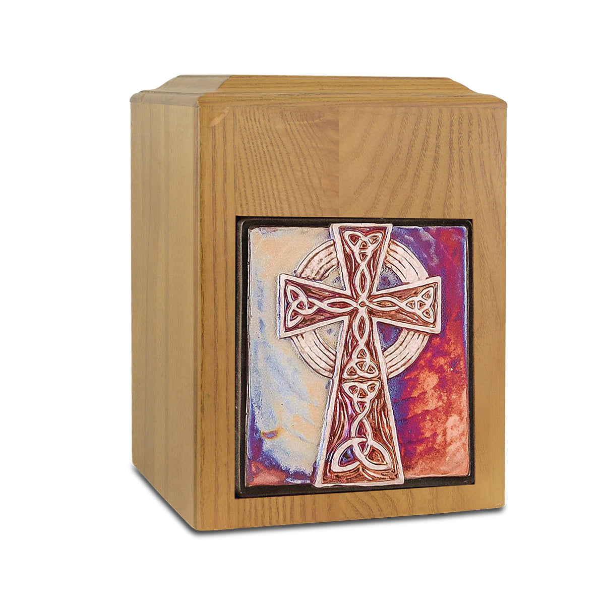 Raku Wood Cross Cremation Urn