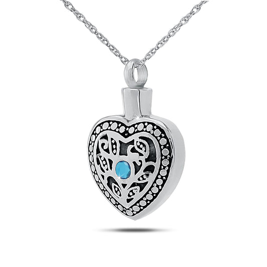 December w/ Blue Topaz Stainless Steel Keepsake