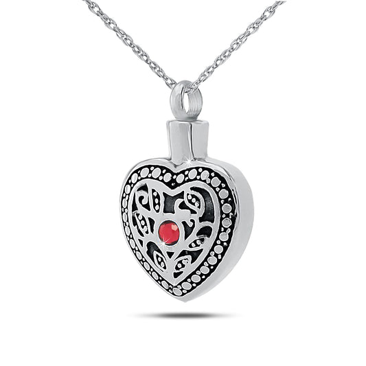 January w/ Garnet Stainless Steel Keepsake