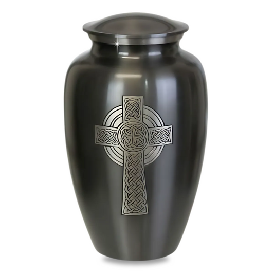 Timeless Celtic Cross Brass Urn